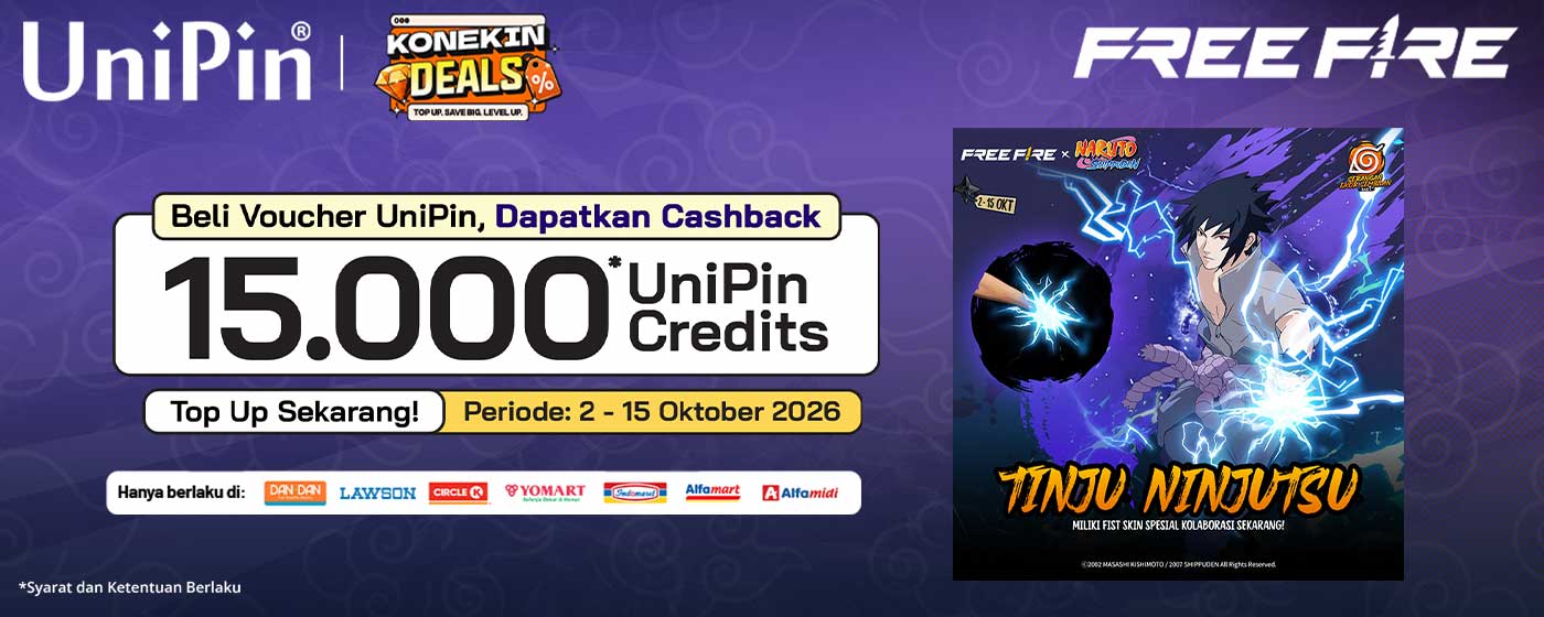 Miliki Fist Skin Spesial Kolaborasi Free Fire x Naruto Shippuden & Dapatkan Cashback 15.000 UniPin Credits!